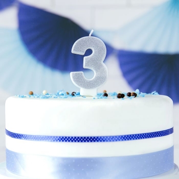 Number Candle - 3 - Silver